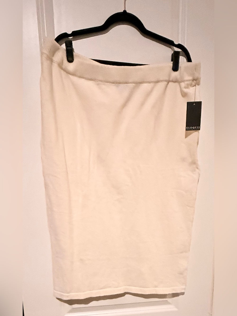 ELOQUII Midi Sweater Skirt in the shade Ivory/Cream